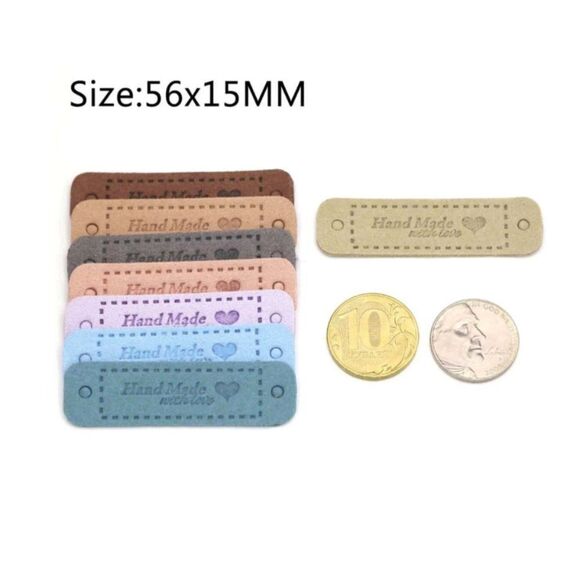 20pcs DIY "Handmade with Love" Leather Embossed Labels - Picture 3 of 5